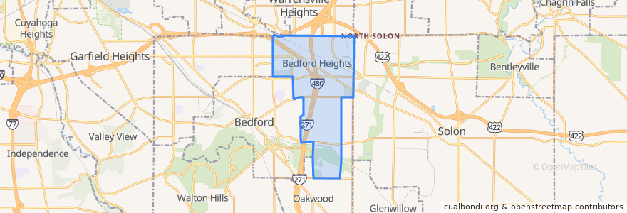 Mapa de ubicacion de Bedford Heights.