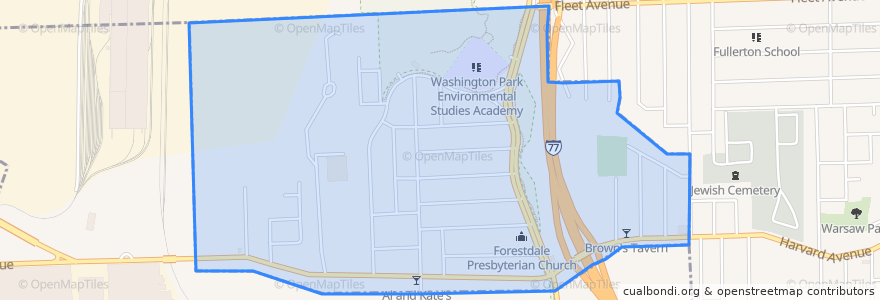 Mapa de ubicacion de Newburgh Heights.