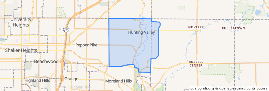Mapa de ubicacion de Hunting Valley.