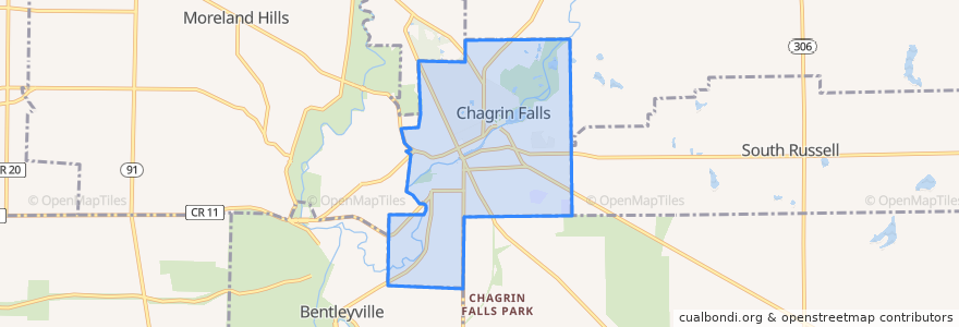 Mapa de ubicacion de Chagrin Falls.