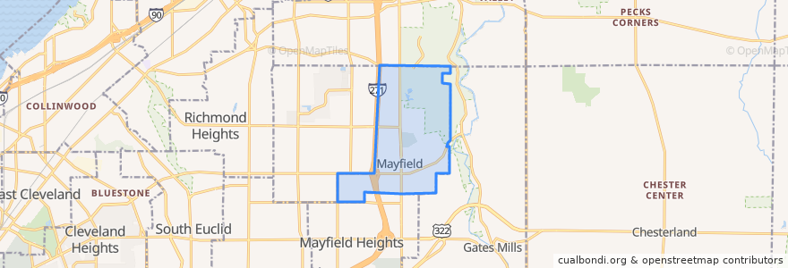 Mapa de ubicacion de Mayfield.
