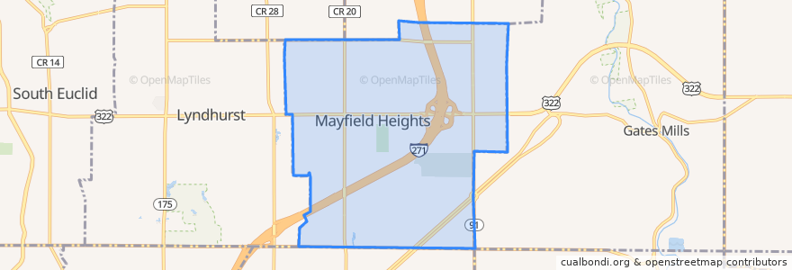 Mapa de ubicacion de Mayfield Heights.