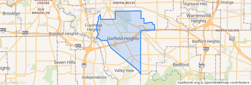 Mapa de ubicacion de Garfield Heights.