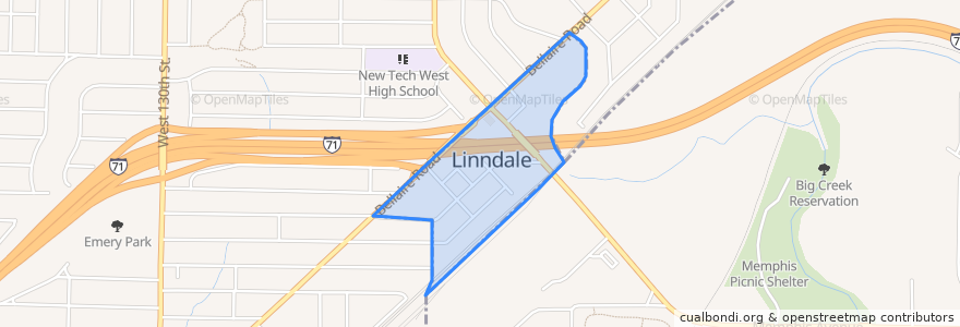 Mapa de ubicacion de Linndale.