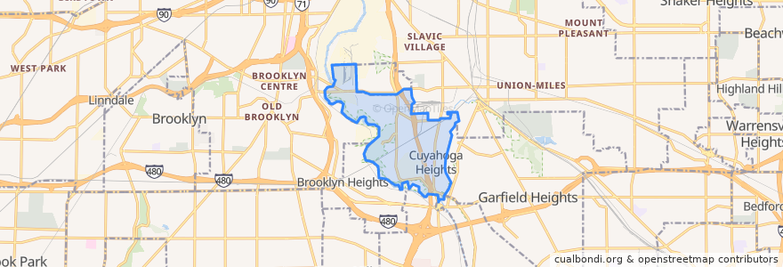 Mapa de ubicacion de Cuyahoga Heights.