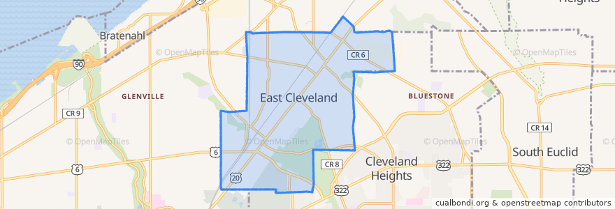 Mapa de ubicacion de East Cleveland.