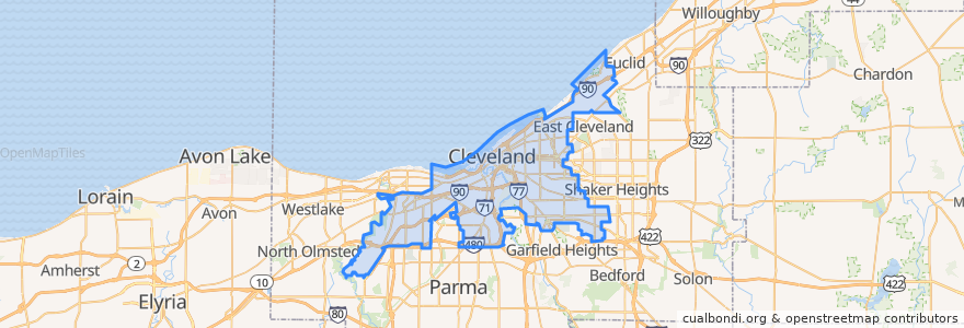 Mapa de ubicacion de Cleveland.