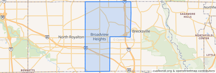 Mapa de ubicacion de Broadview Heights.