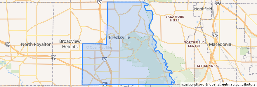 Mapa de ubicacion de Brecksville.