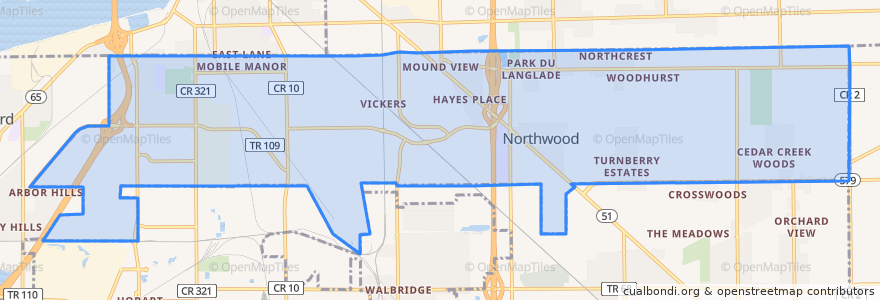 Mapa de ubicacion de Northwood.