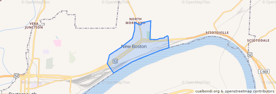 Mapa de ubicacion de New Boston.