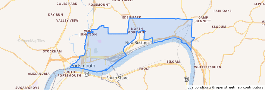 Mapa de ubicacion de Portsmouth.