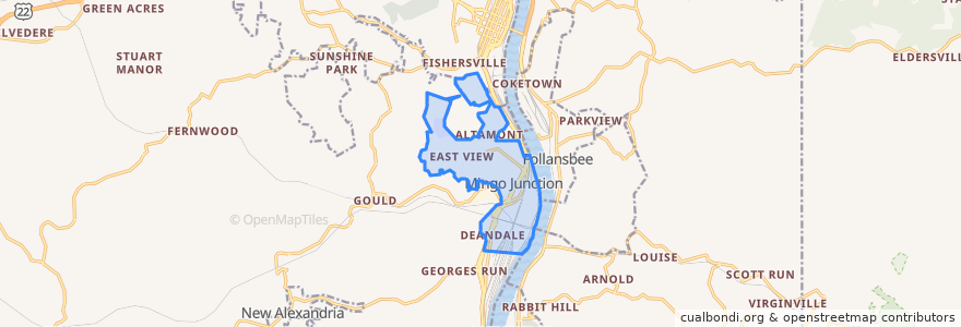 Mapa de ubicacion de Mingo Junction.