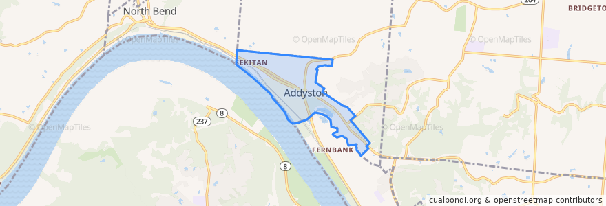 Mapa de ubicacion de Addyston.