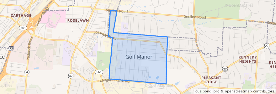 Mapa de ubicacion de Golf Manor.