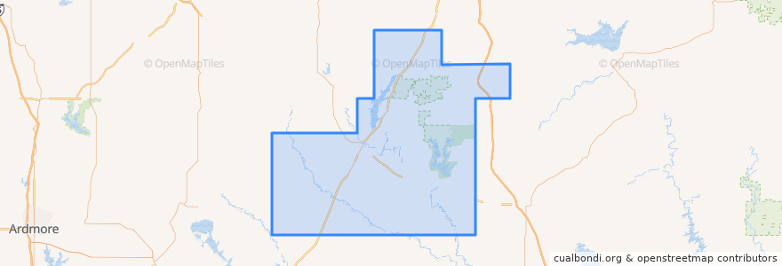 Mapa de ubicacion de Atoka County.