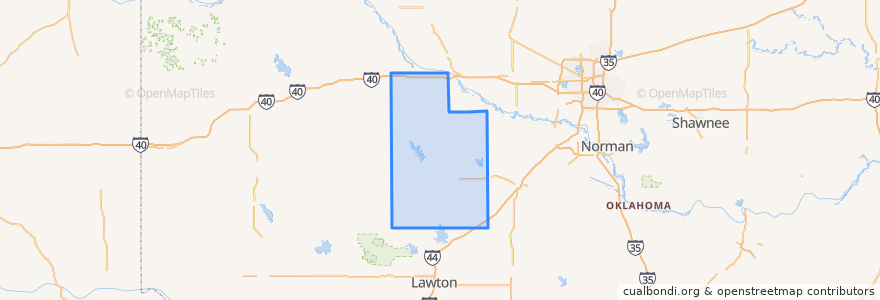 Mapa de ubicacion de Caddo County.