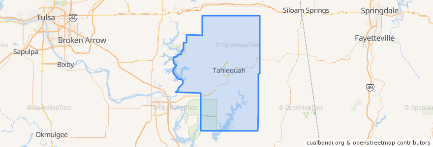 Mapa de ubicacion de Cherokee County.