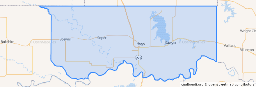 Mapa de ubicacion de Choctaw County.