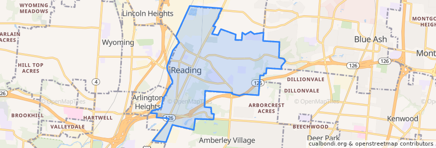 Mapa de ubicacion de Reading.