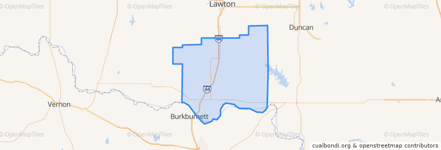 Mapa de ubicacion de Cotton County.