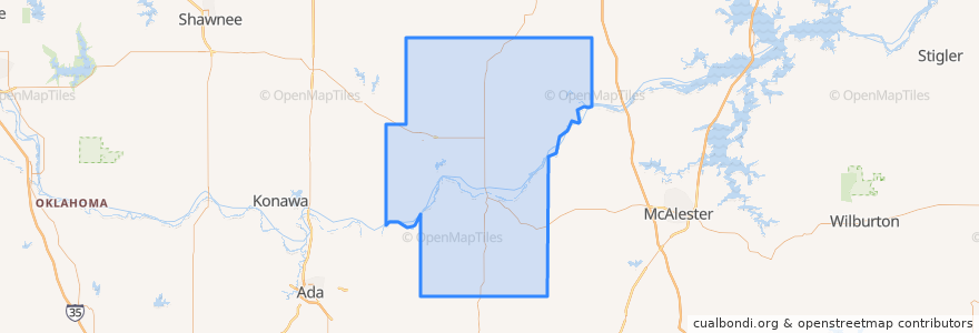 Mapa de ubicacion de Hughes County.