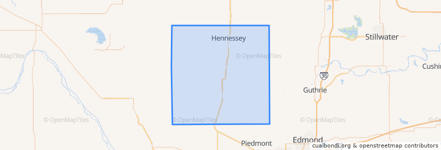Mapa de ubicacion de Kingfisher County.