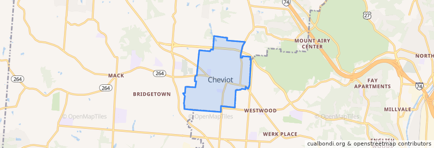 Mapa de ubicacion de Cheviot.