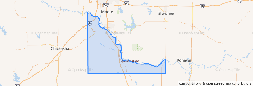 Mapa de ubicacion de McClain County.