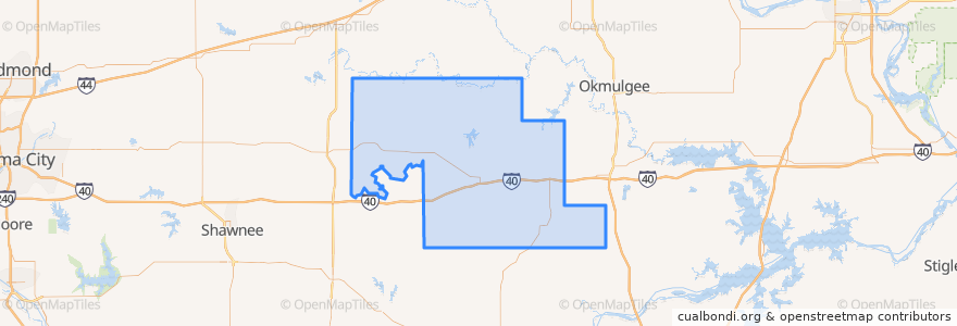 Mapa de ubicacion de Okfuskee County.