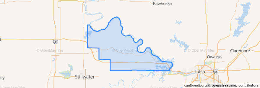 Mapa de ubicacion de Pawnee County.