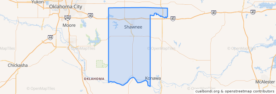 Mapa de ubicacion de Pottawatomie County.