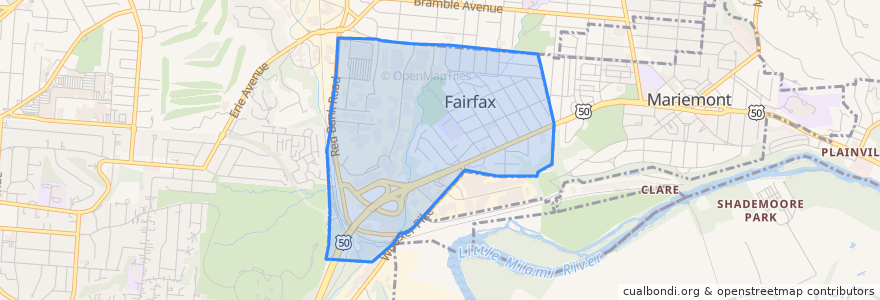 Mapa de ubicacion de Fairfax.