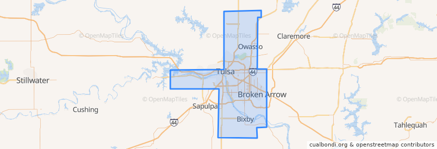 Mapa de ubicacion de Tulsa County.