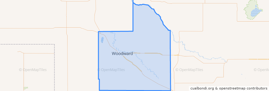 Mapa de ubicacion de Woodward County.