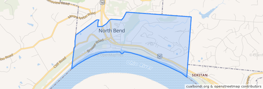 Mapa de ubicacion de North Bend.