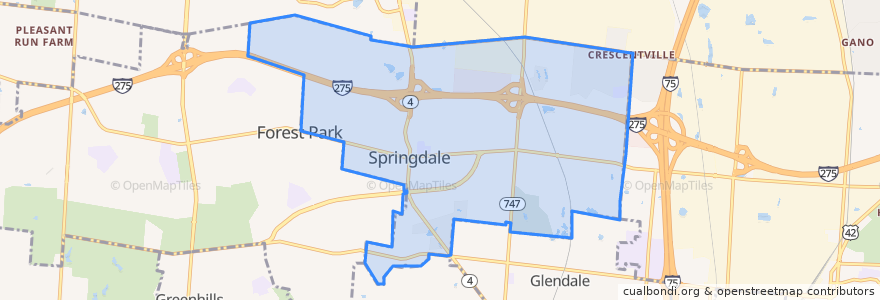 Mapa de ubicacion de Springdale.