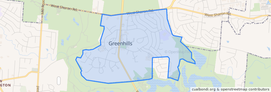 Mapa de ubicacion de Greenhills.