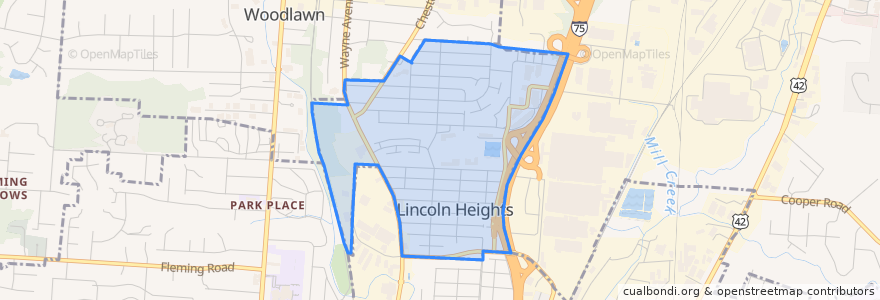 Mapa de ubicacion de Lincoln Heights.