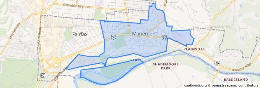 Mapa de ubicacion de Mariemont.