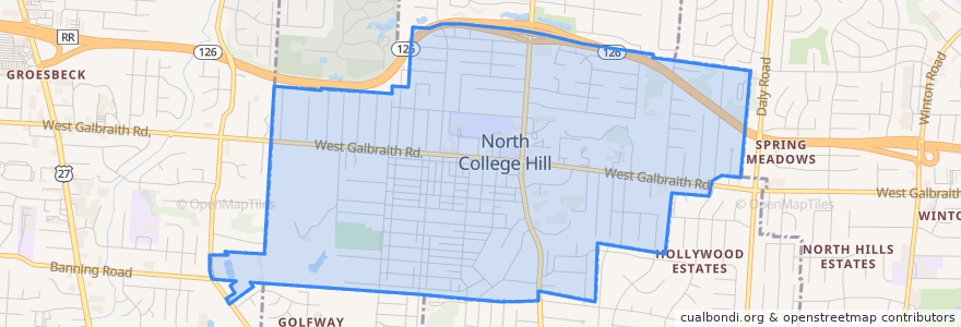 Mapa de ubicacion de North College Hill.