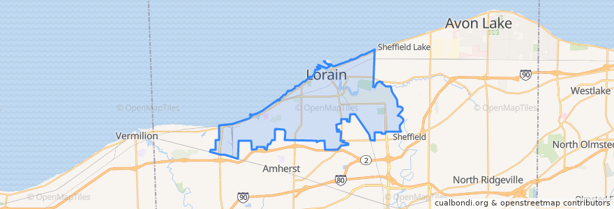 Mapa de ubicacion de Lorain.