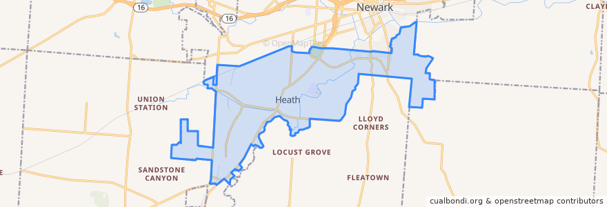 Mapa de ubicacion de Heath.