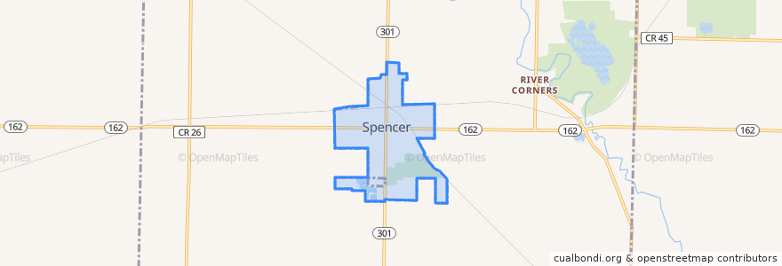 Mapa de ubicacion de Spencer.