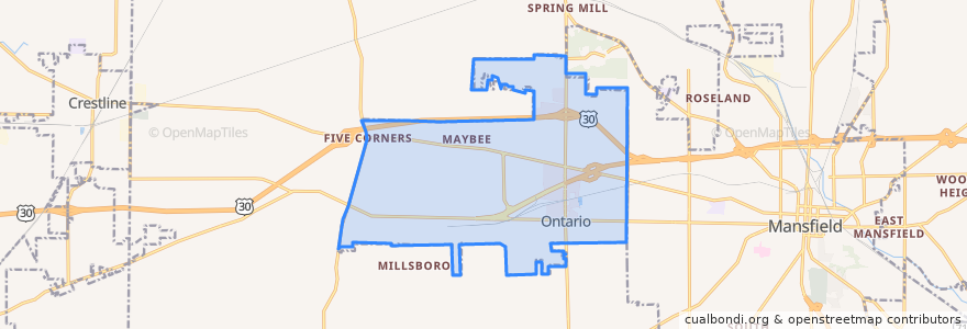 Mapa de ubicacion de Ontario.