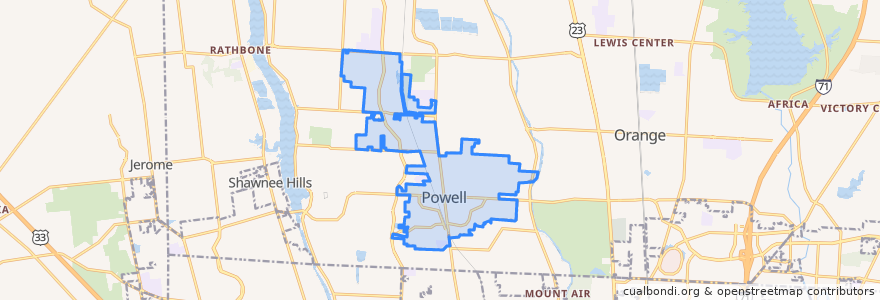 Mapa de ubicacion de Powell.