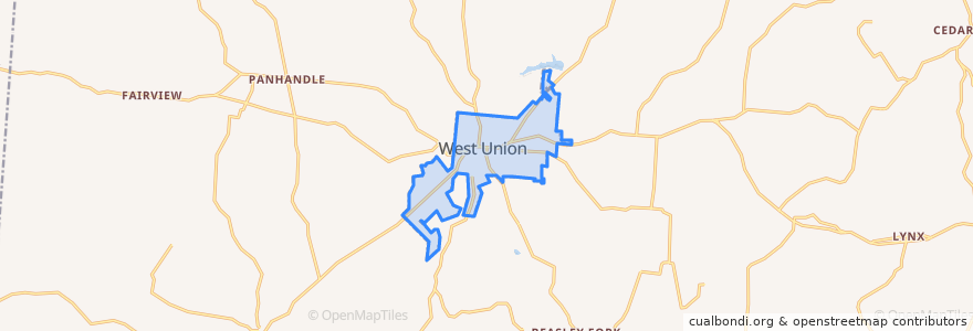 Mapa de ubicacion de West Union.