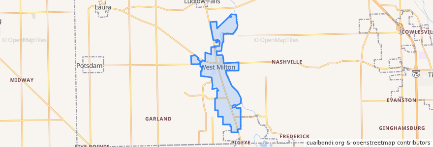 Mapa de ubicacion de West Milton.