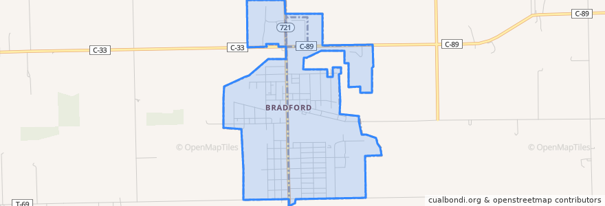 Mapa de ubicacion de Bradford.