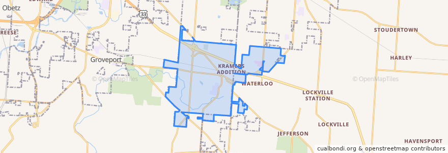 Mapa de ubicacion de Canal Winchester.